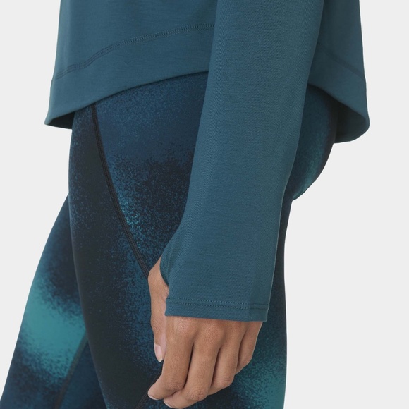 Sweaty Betty Breathe Easy Mesh Long Sleeve Top - Deep Green - size M - Picture 3 of 5